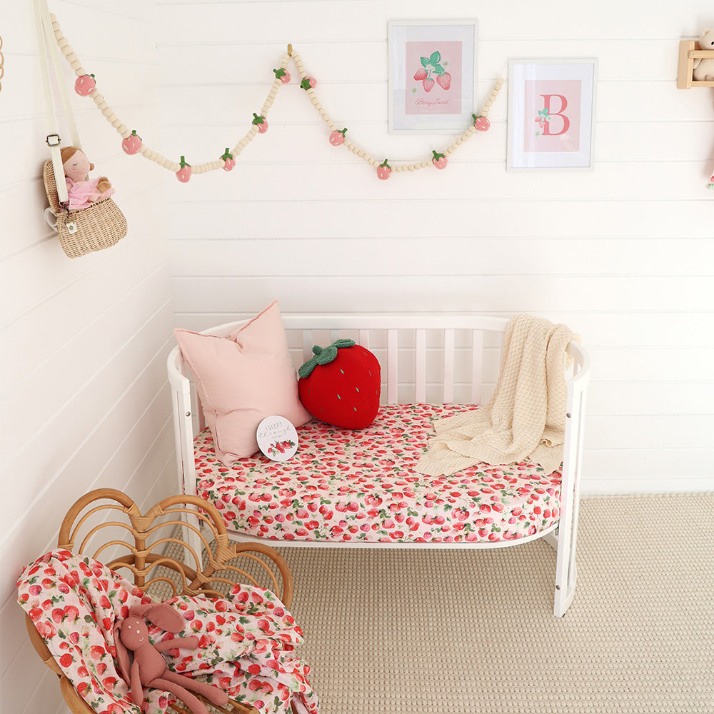 Strawberry Organic Fitted Cot Sheet - View 3