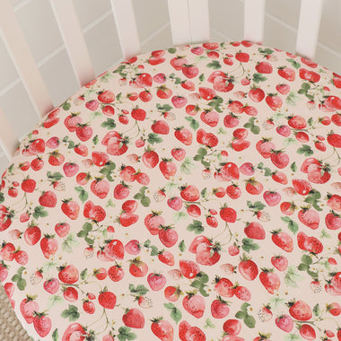 Strawberry Organic Fitted Cot Sheet | Snuggle Hunny