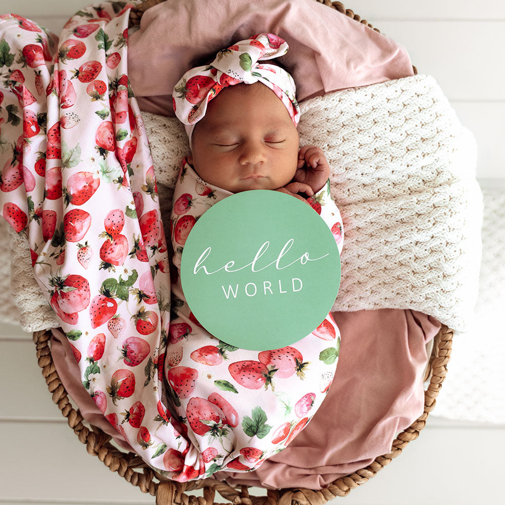 Strawberry Organic Jersey Wrap & Topknot Set - View 3