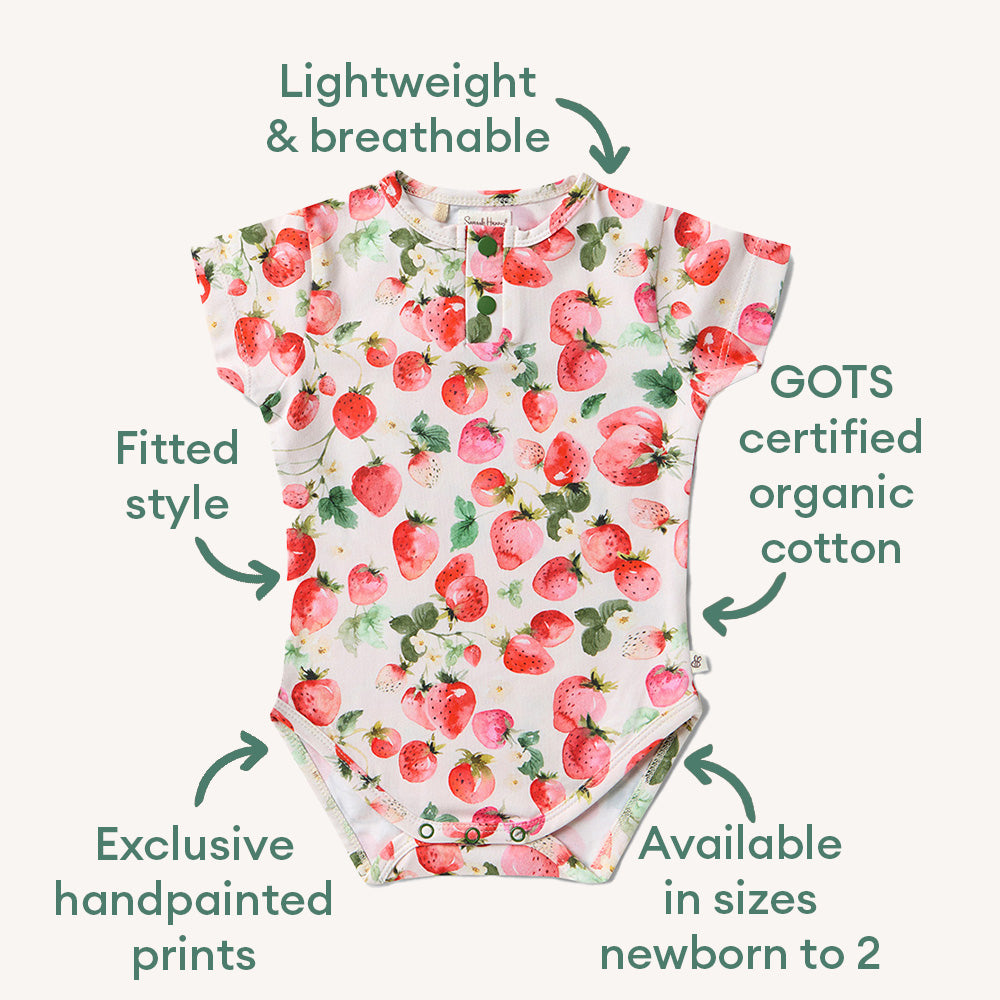 Strawberry Short Sleeve Organic Bodysuit - View 4