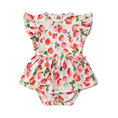 Strawberry Short Sleeve Organic Dress | Snuggle Hunny