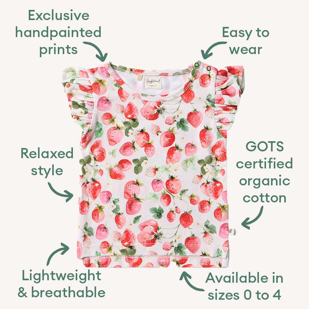 Strawberry Organic T-Shirt with Frill - View 4