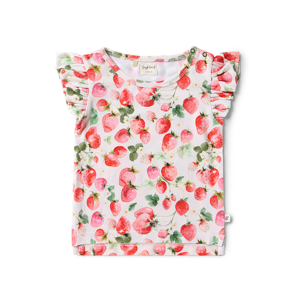 Strawberry Organic T-Shirt with Frill - View 2