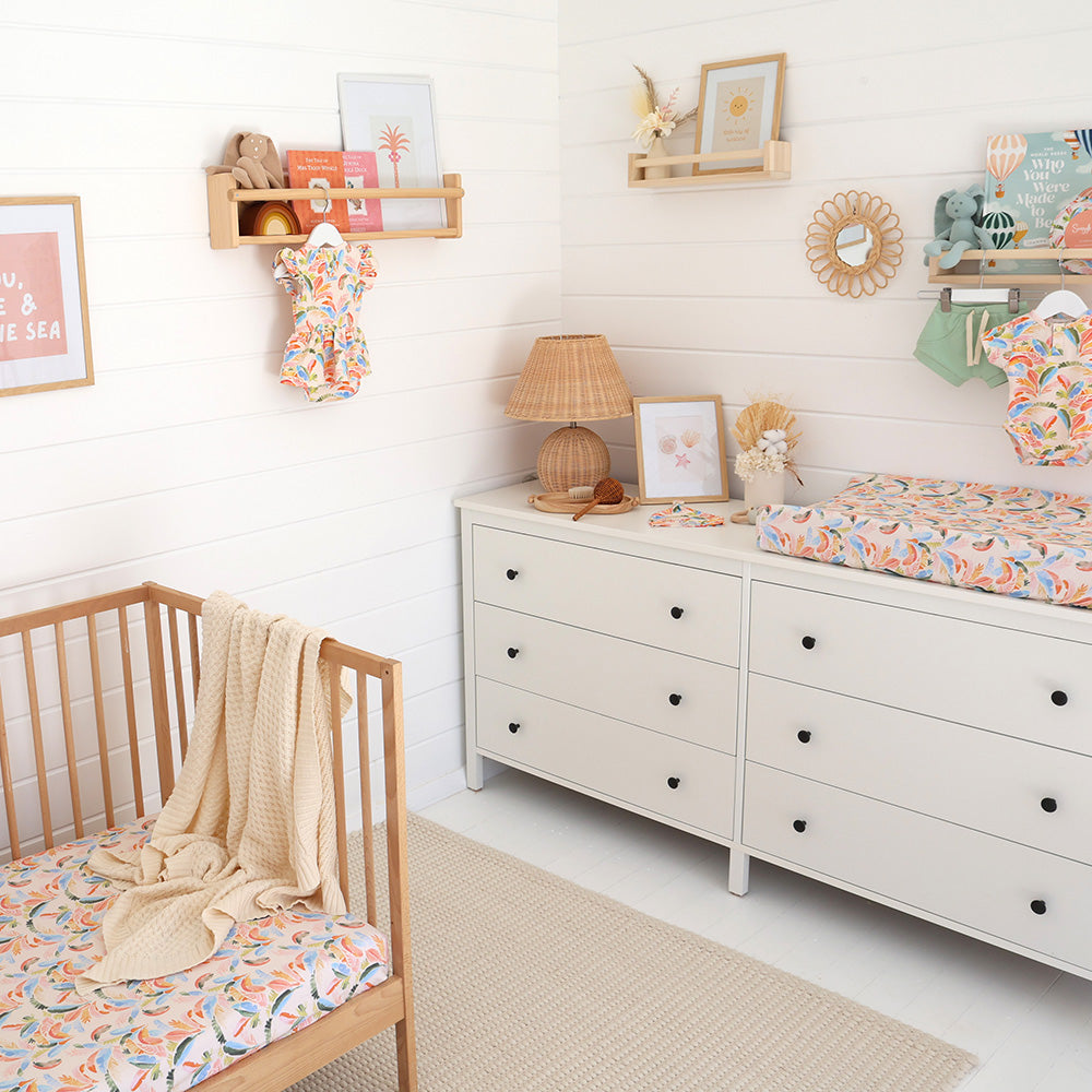 Summer Palm Organic Bassinet Sheet / Change Pad Cover - View 4