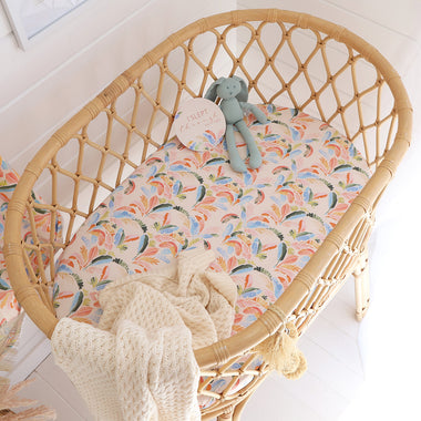 Summer Palm Organic Bassinet Sheet / Change Pad Cover | Snuggle Hunny