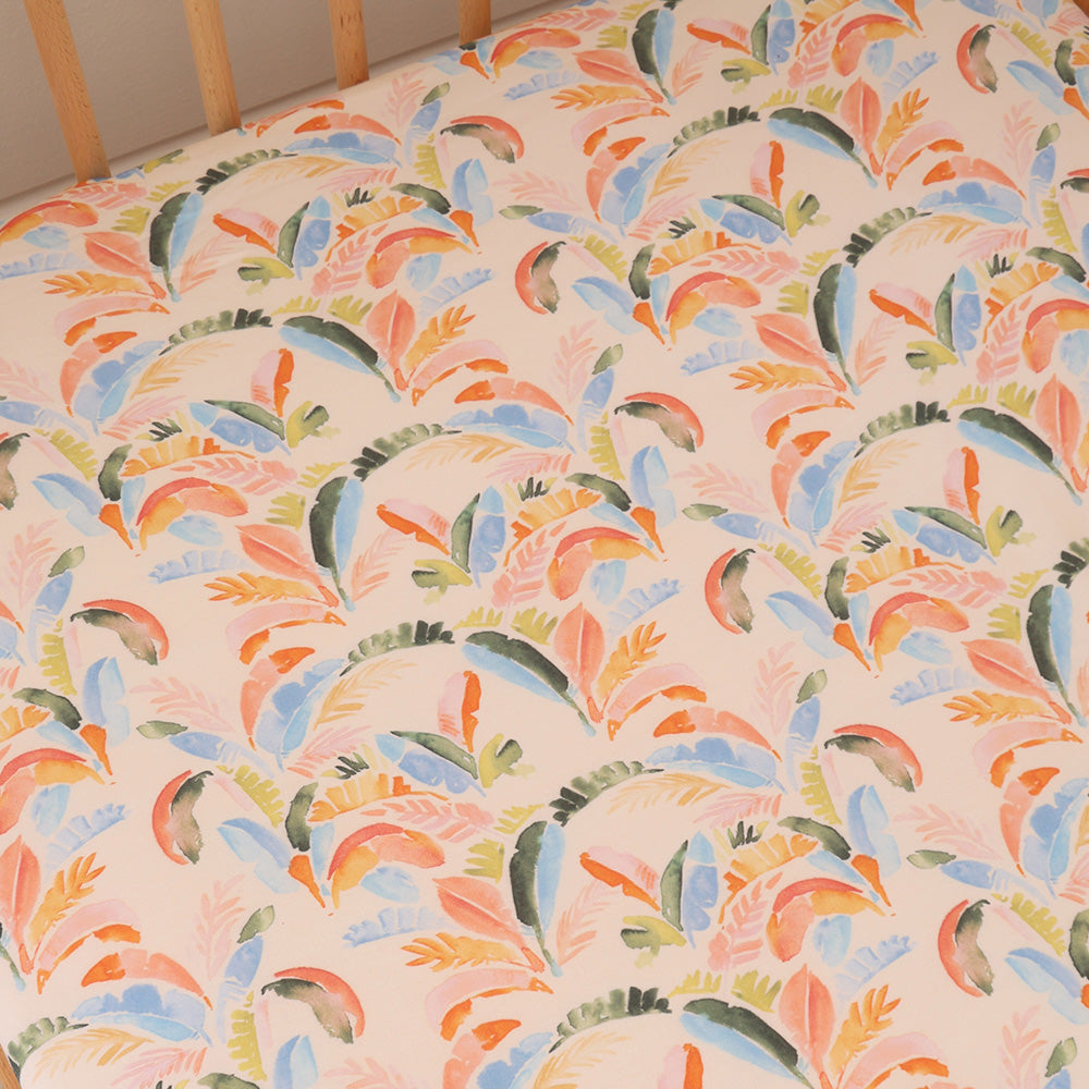 Summer Palm Organic Fitted Cot Sheet - View 2