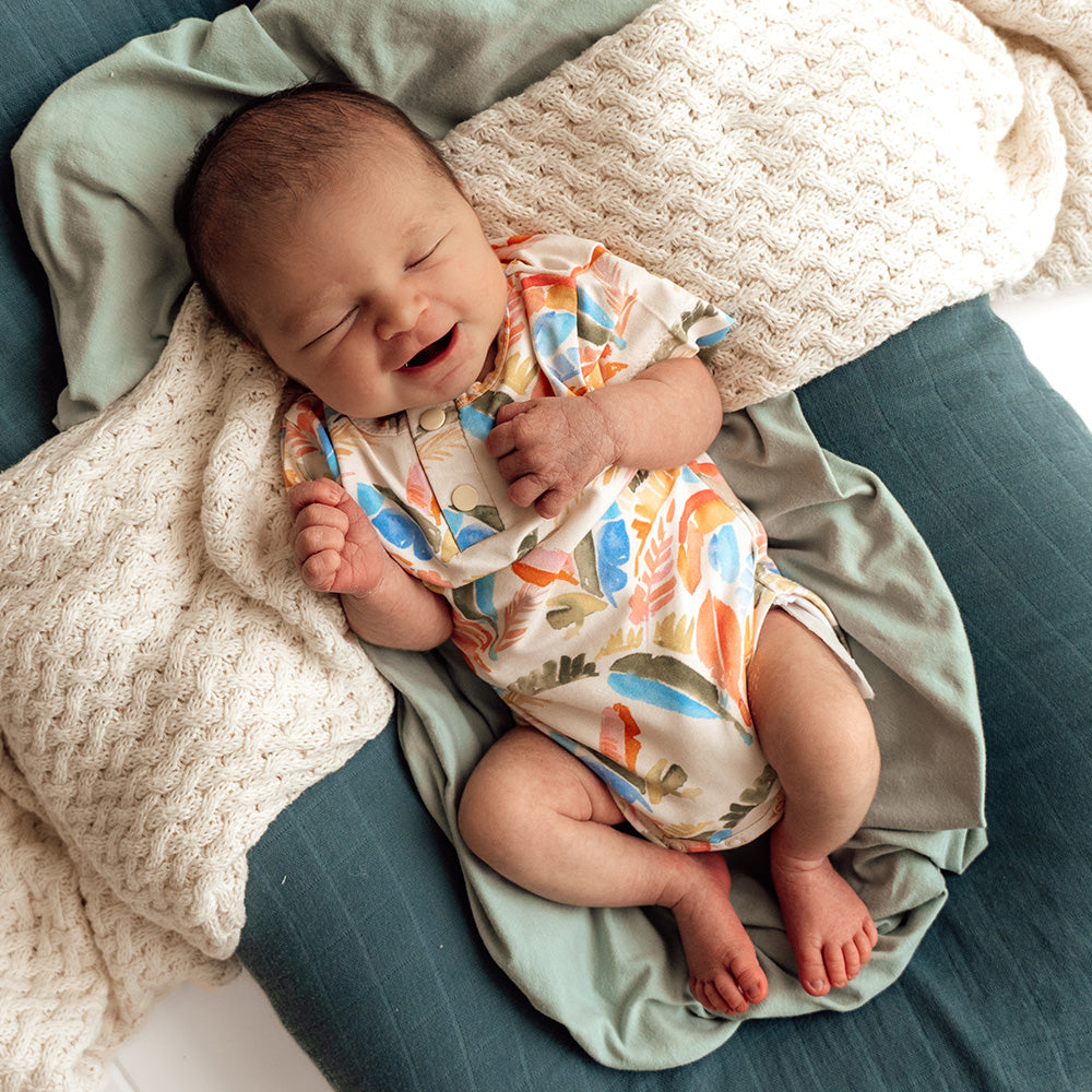 Summer Palm Short Sleeve Organic Bodysuit - View 9