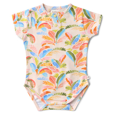 Summer Palm Short Sleeve Organic Bodysuit | Snuggle Hunny