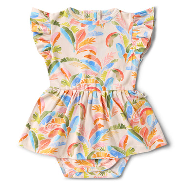 Summer Palm Short Sleeve Organic Dress | Snuggle Hunny