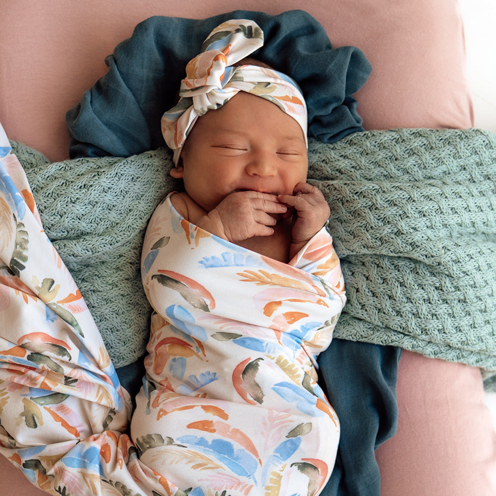 Summer Palm Organic Jersey Wrap & Topknot Set - View 3