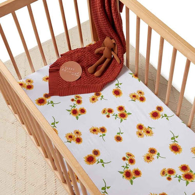 Sunflower Fitted Cot Sheet-Snuggle Hunny