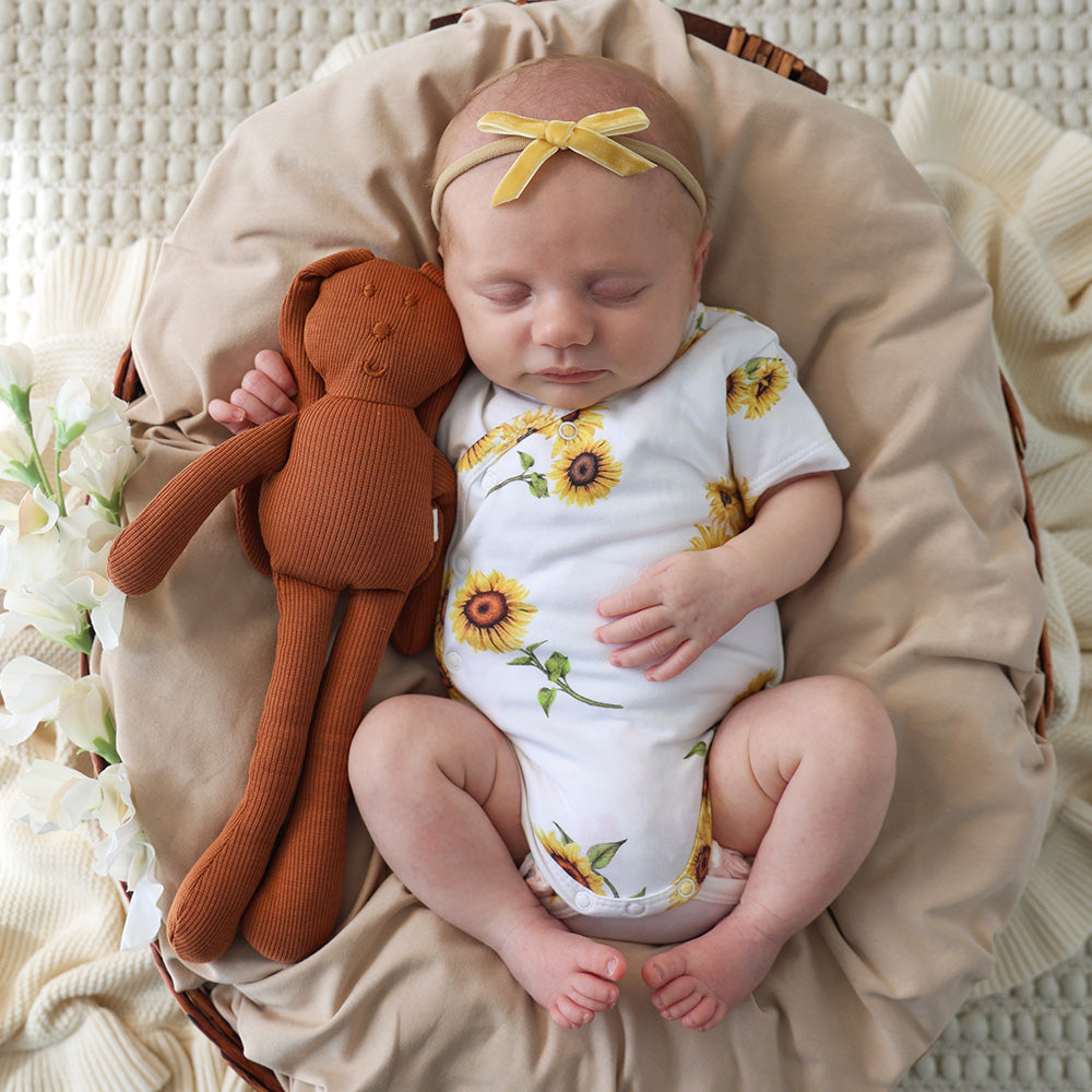 Sunflower Short Sleeve Organic Kimono Bodysuit - View 11