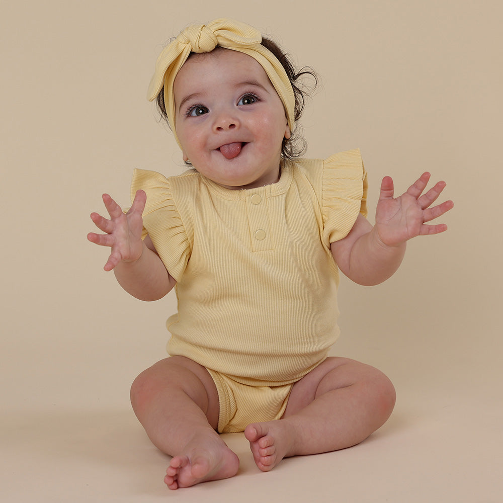 Sunlight Short Sleeve Organic Bodysuit with Frill - View 1