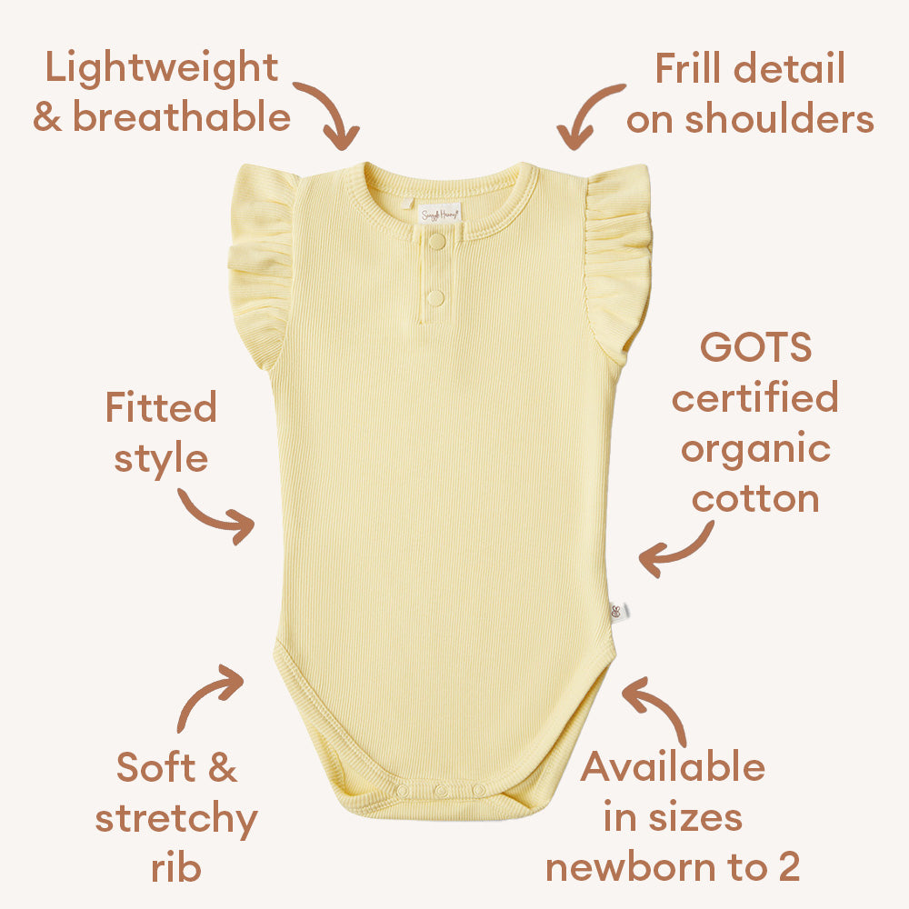 Sunlight Short Sleeve Organic Bodysuit with Frill - View 4