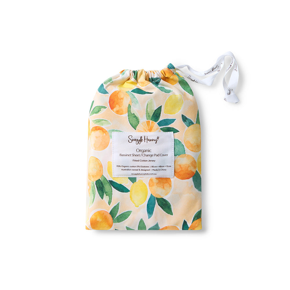 Sunny Citrus Organic Bassinet Sheet / Change Pad Cover - View 4