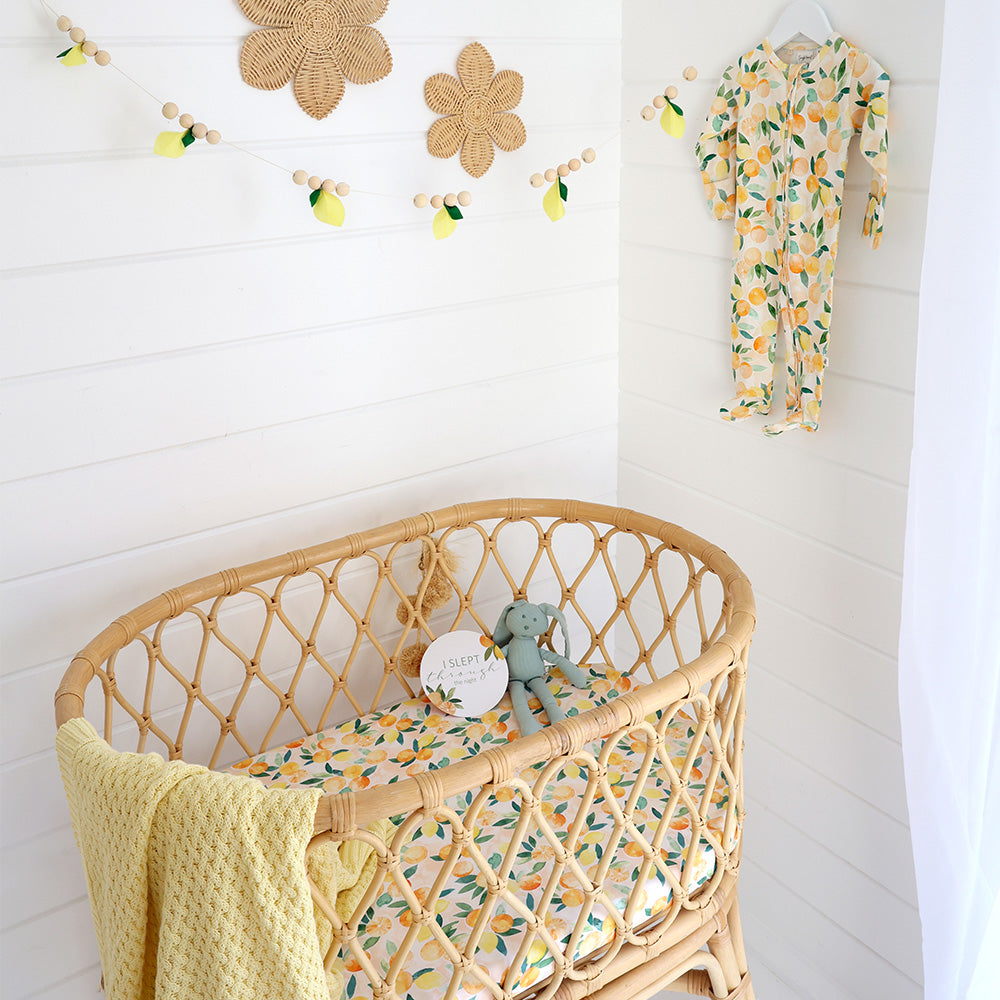 Sunny Citrus Organic Bassinet Sheet / Change Pad Cover - View 5
