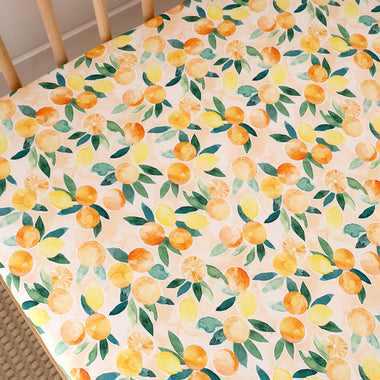 Sunny Citrus Organic Fitted Cot Sheet | Snuggle Hunny