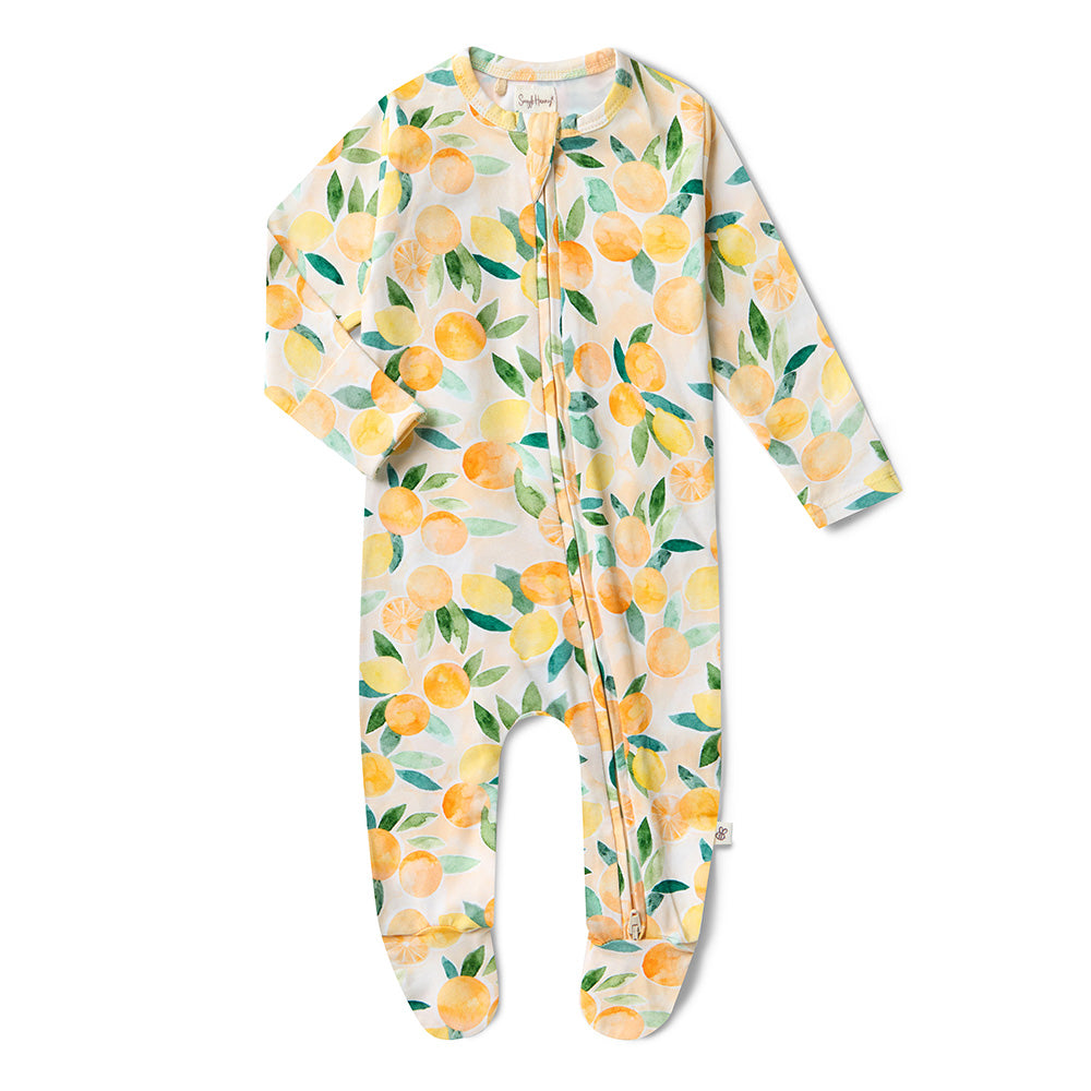 Sunny Citrus Organic Snuggle Sleepsuit Zip Footie - View 2