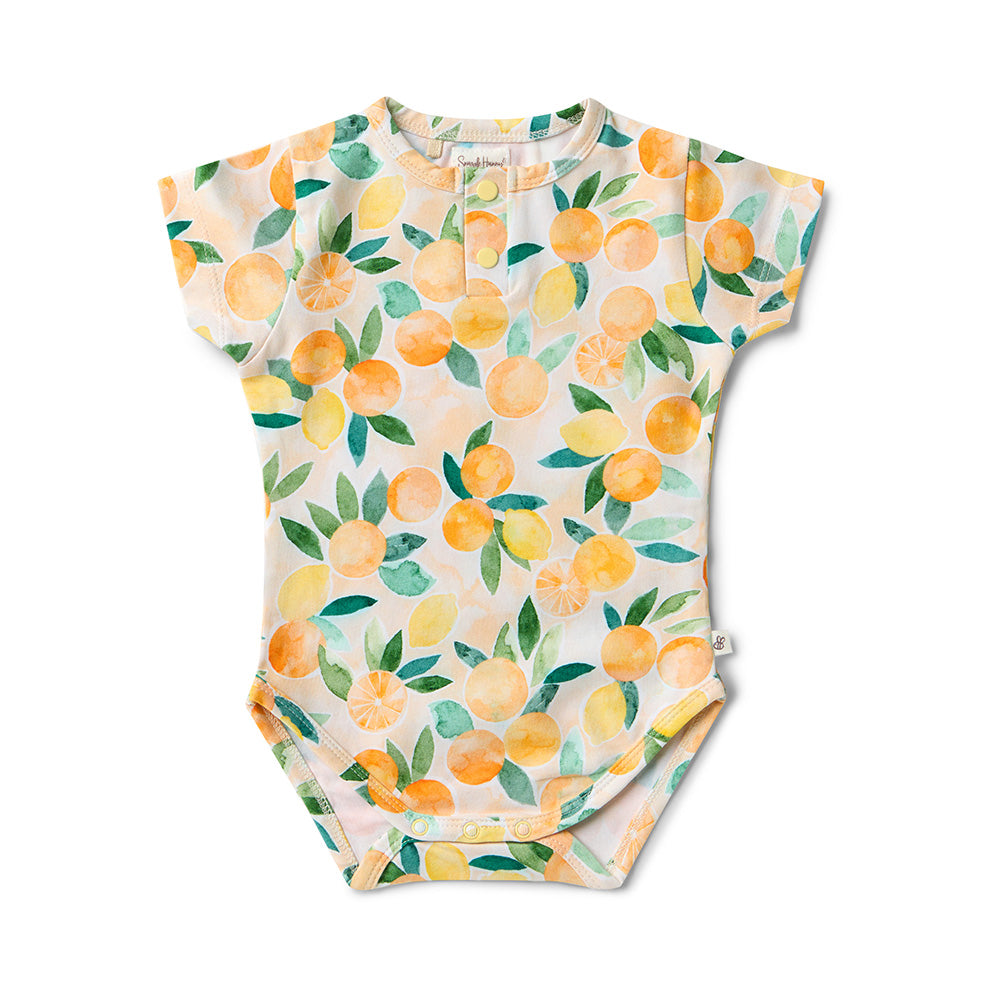 Sunny Citrus Short Sleeve Organic Bodysuit - View 2