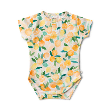 Sunny Citrus Short Sleeve Organic Bodysuit | Snuggle Hunny