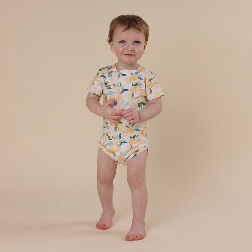 Sunny Citrus Short Sleeve Organic Bodysuit - View 6