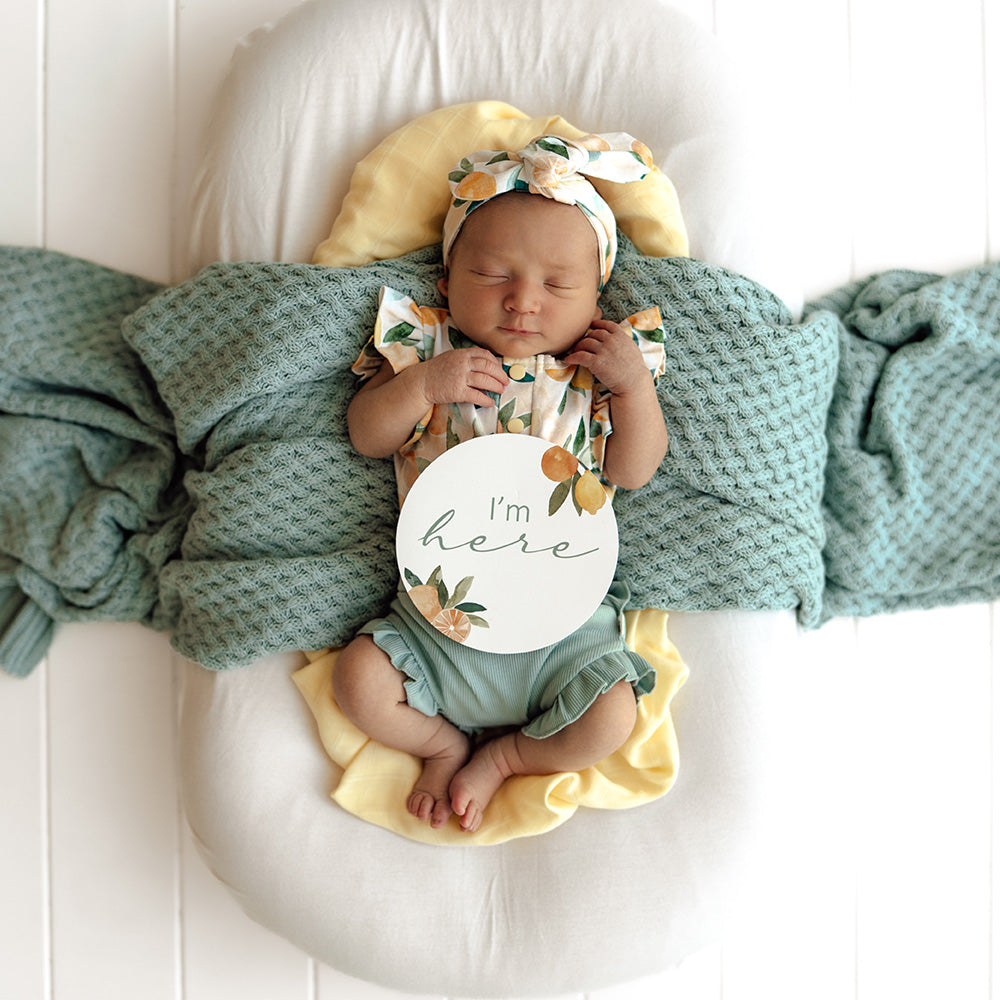 Sunny Citrus Short Sleeve Organic Bodysuit with Frill - View 12