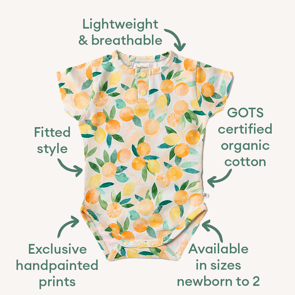 Sunny Citrus Short Sleeve Organic Bodysuit - View 4