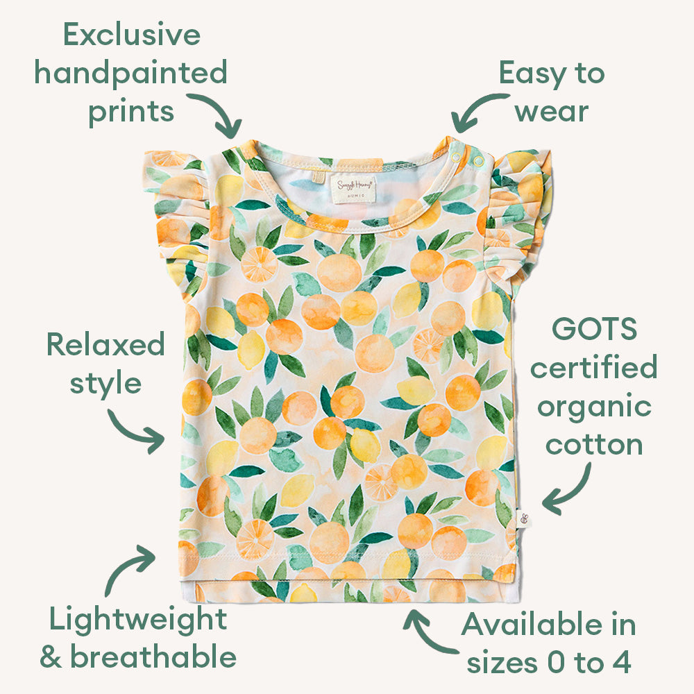 Sunny Citrus Organic T-Shirt with Frill - View 4