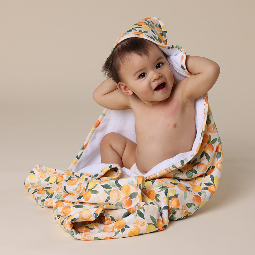 Sunny Citrus Organic Hooded Baby Towel - View 4