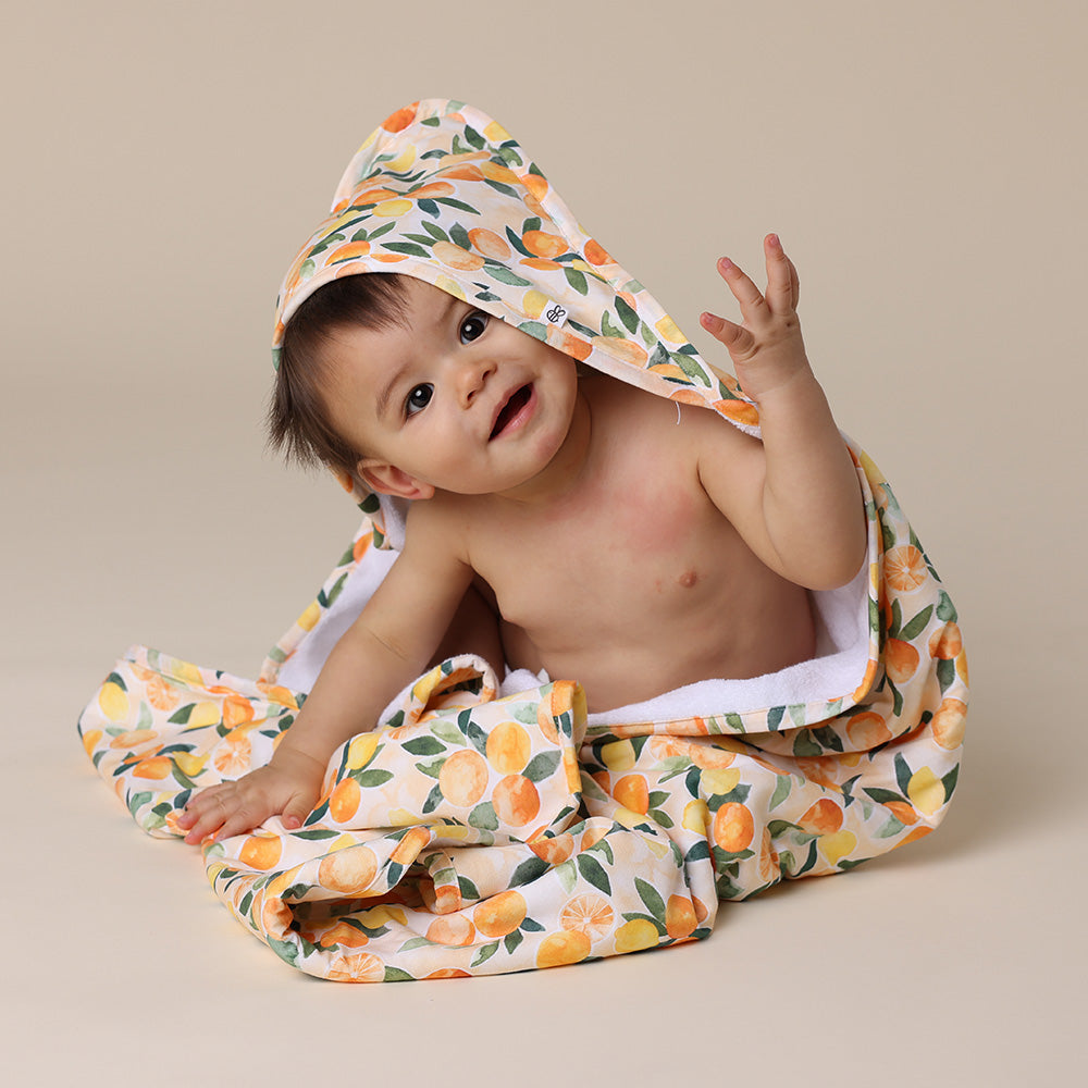 Sunny Citrus Organic Hooded Baby Towel - View 3