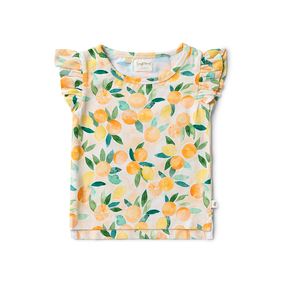 Sunny Citrus Organic T-Shirt with Frill - View 2