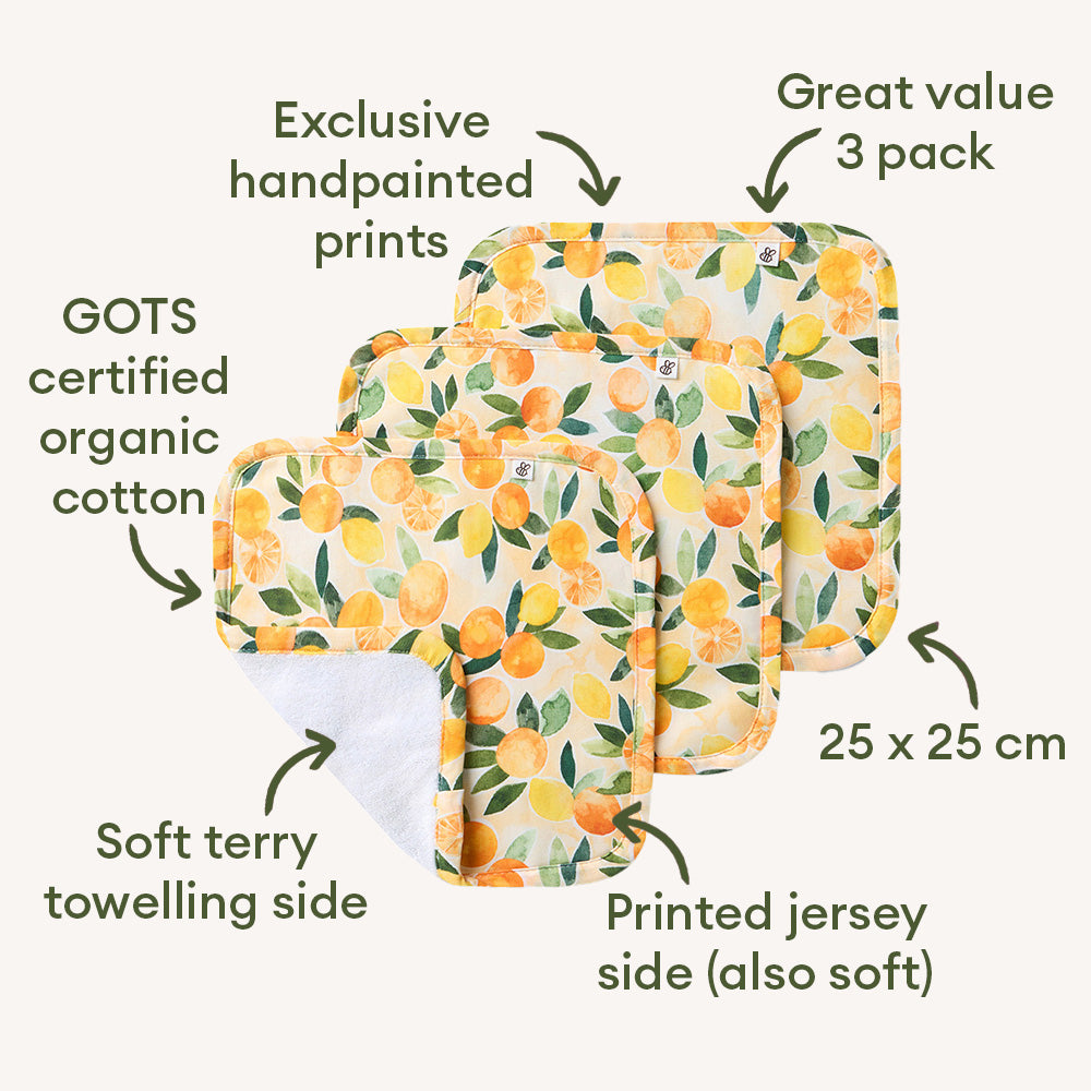 Sunny Citrus Organic Wash Cloths - 3 Pack - View 2