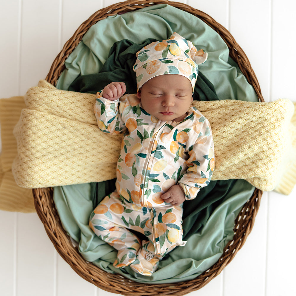 Sunny Citrus Organic Snuggle Sleepsuit Zip Footie - View 1