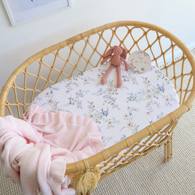 Sweet Swallows Organic Bassinet Sheet / Change Pad Cover | Snuggle Hunny