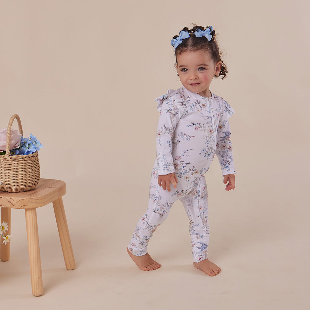 Sweet Swallows Organic Snugglesuit Convertible Romper with Frill - View 9