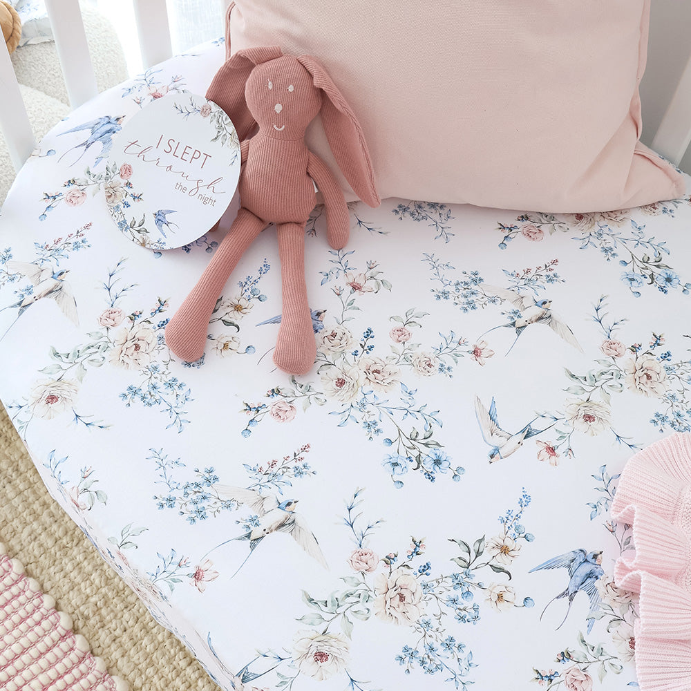 Sweet Swallows Organic Fitted Cot Sheet - View 3