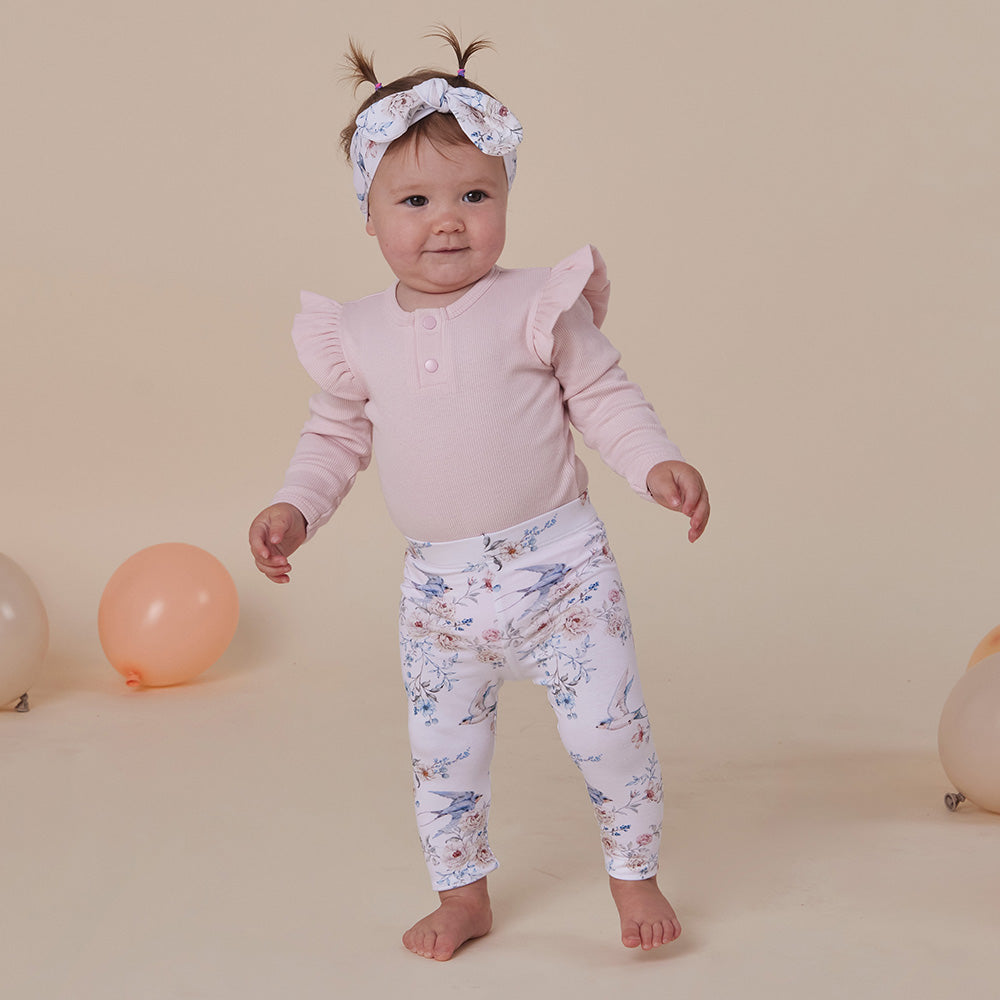 Baby Pink Long Sleeve Organic Bodysuit with Frill - View 6