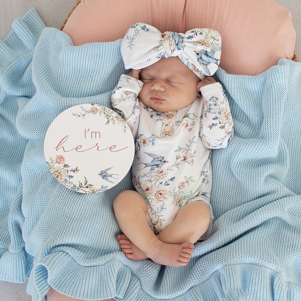 Sweet Swallows Long Sleeve Organic Bodysuit with Frill - View 8
