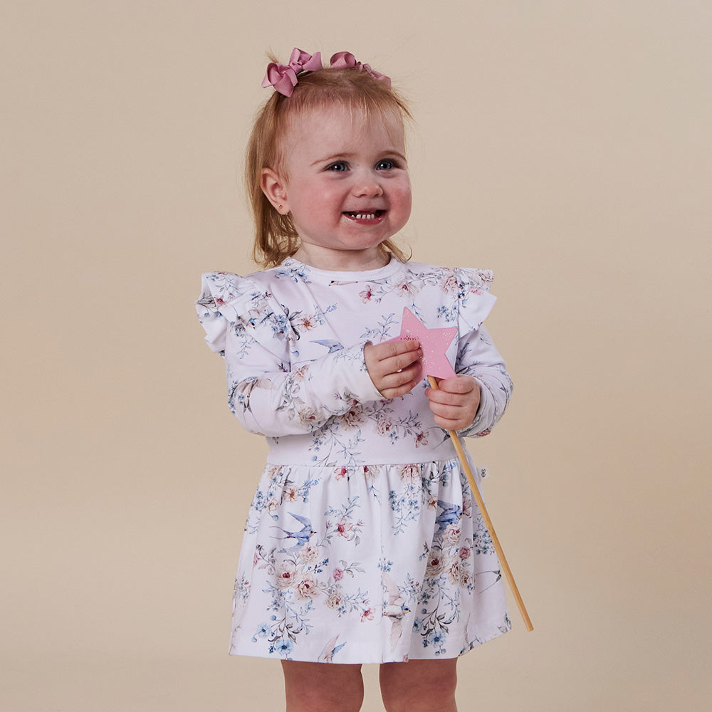 Sweet Swallows Long Sleeve Organic Dress - View 15