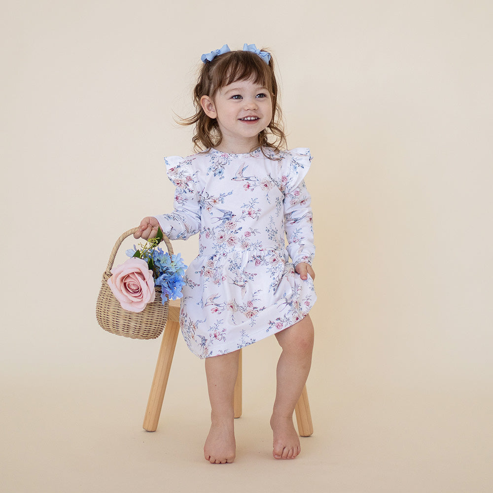 Sweet Swallows Long Sleeve Organic Dress - View 7