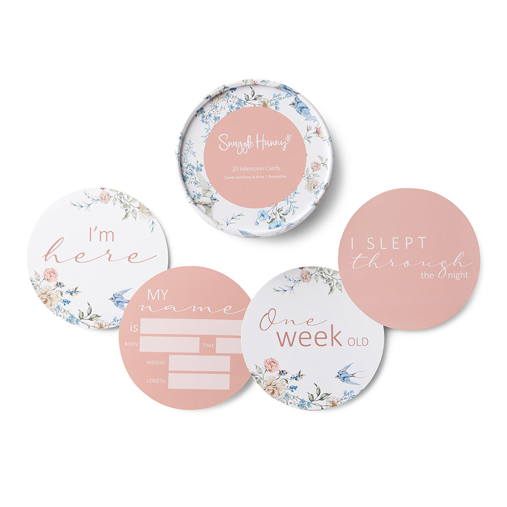 Sweet Swallows & Rosa Reversible Milestone Cards - View 1