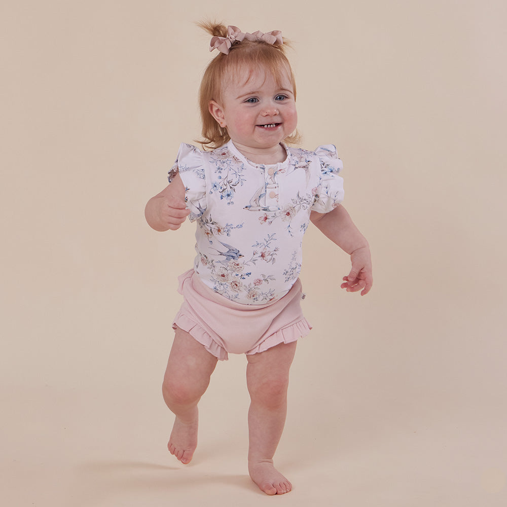 Sweet Swallows Short Sleeve Organic Bodysuit with Frill - View 11