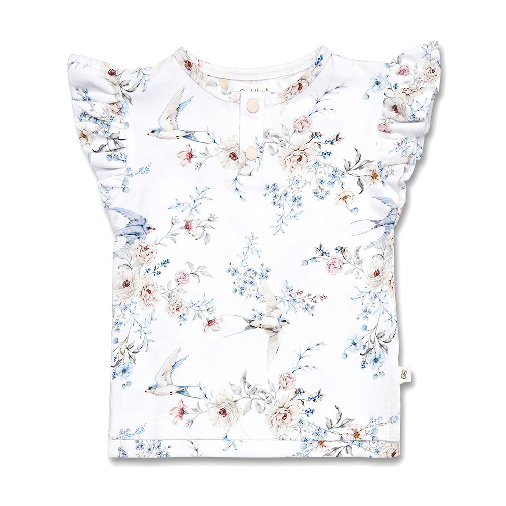 Sweet Swallows Organic Short Sleeve Top with Frill - View 2
