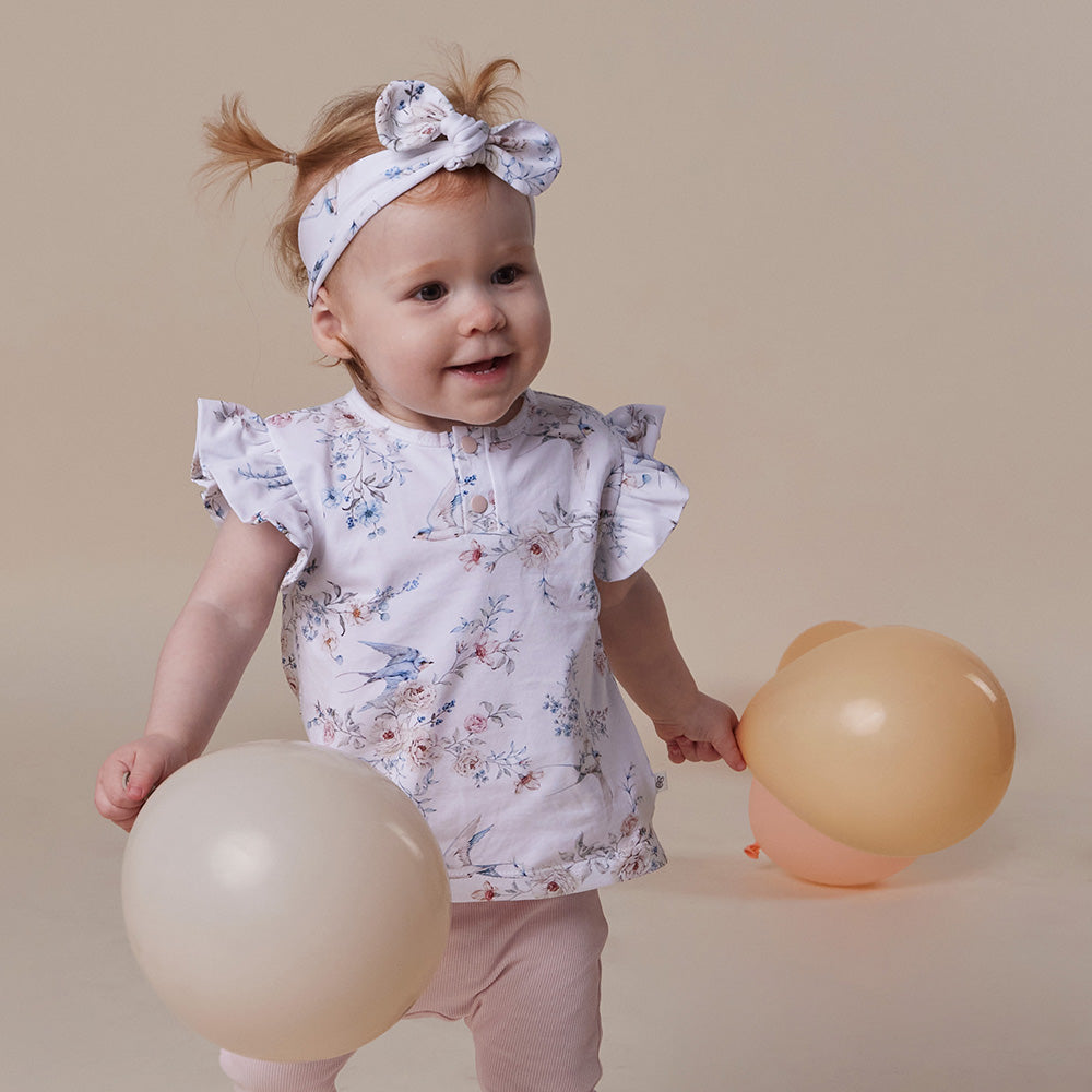 Sweet Swallows Organic Short Sleeve Top with Frill - View 5