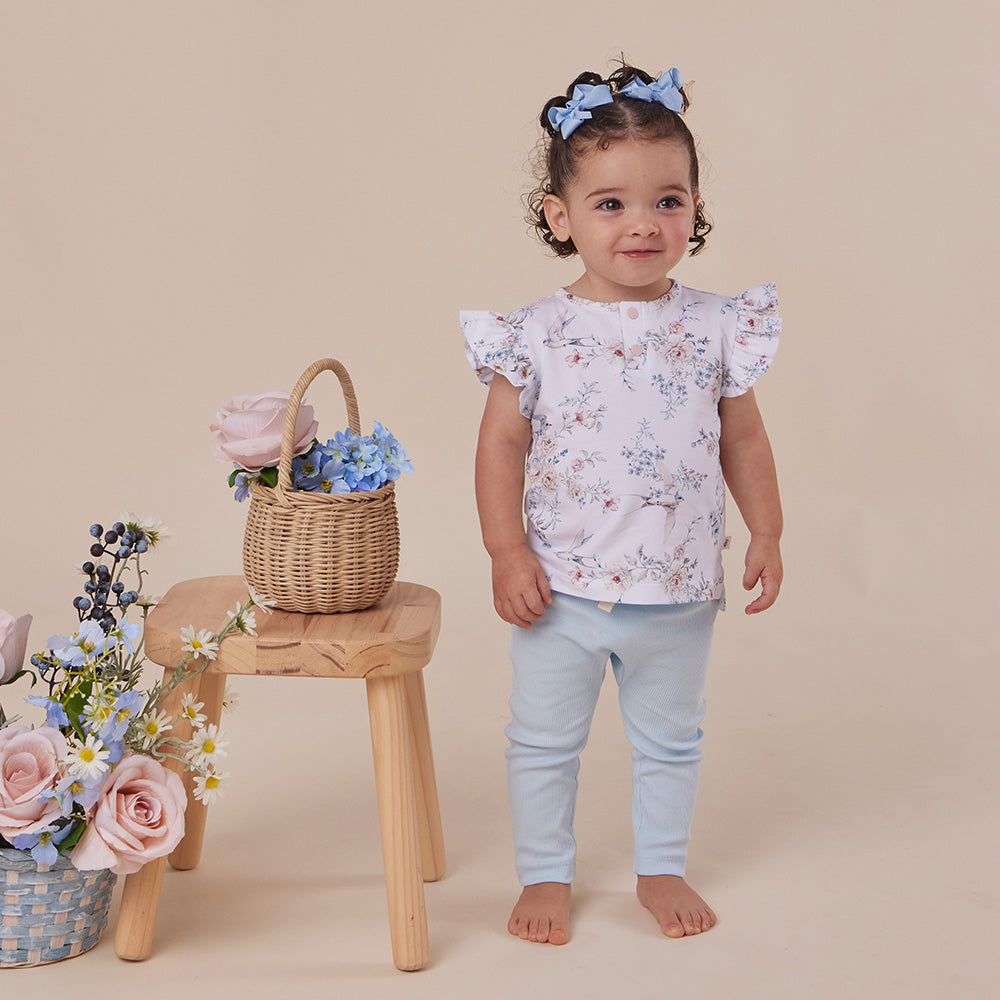 Sweet Swallows Organic Short Sleeve Top with Frill - View 13