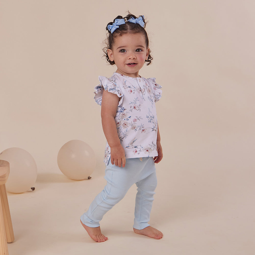 Sweet Swallows Organic Short Sleeve Top with Frill - View 4