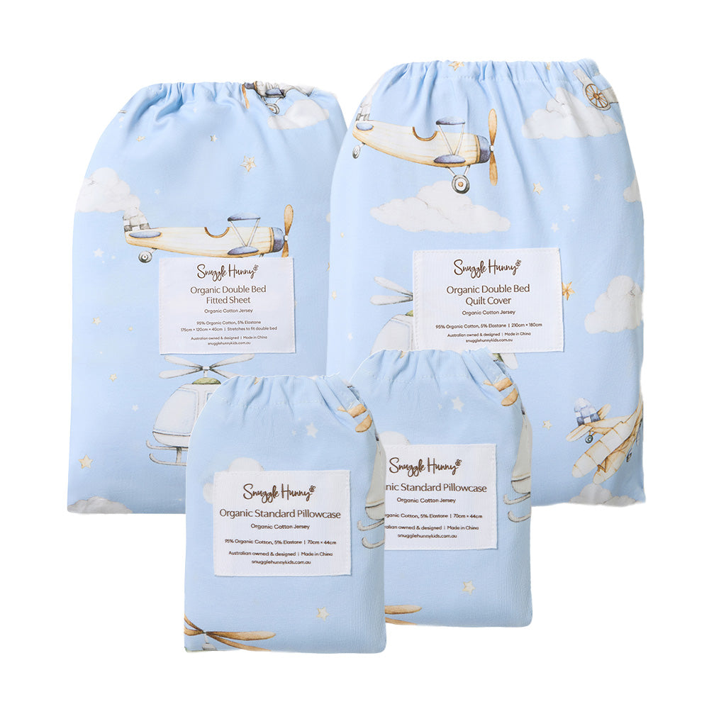 Bundle - Taking Flight Double Bedding - 1 x Sheet + 1 x Quilt Cover + 2 x Pillowcases - View 1