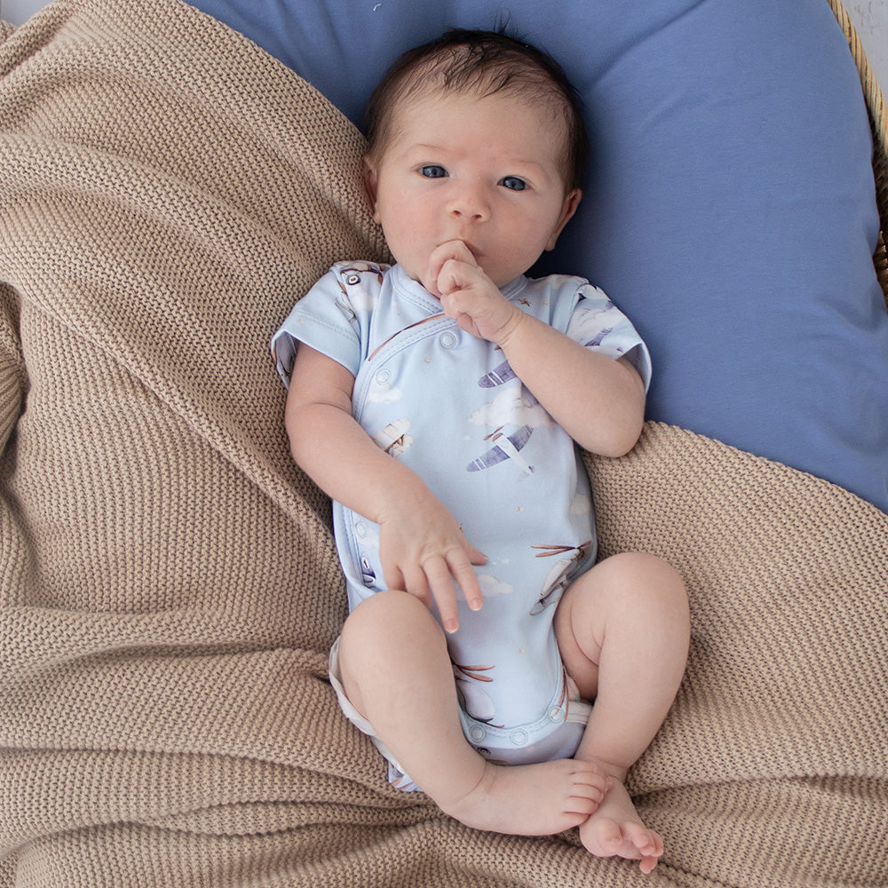 Taking Flight Short Sleeve Organic Kimono Bodysuit - View 4