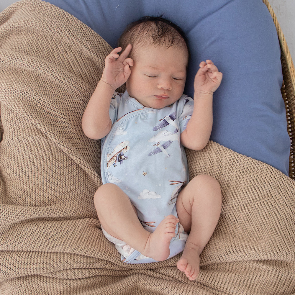 Taking Flight Short Sleeve Organic Kimono Bodysuit - View 7