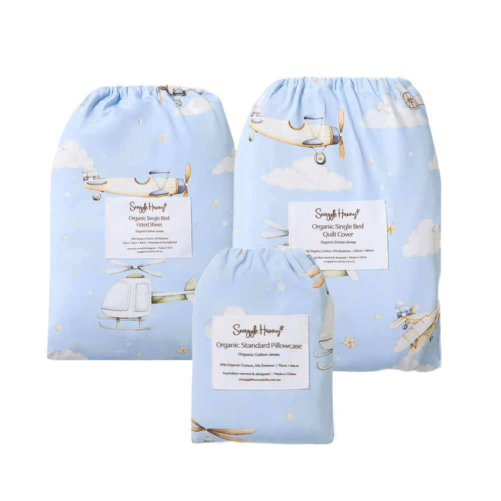 Bundle - Taking Flight Single Bedding - 1 x Sheet + 1 x Quilt Cover + 1 x Pillowcase - View 1
